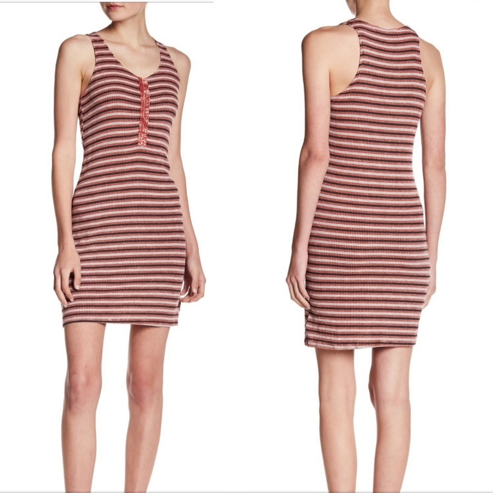 Project Social T Red and Gray Halter Bodycon Mini Dress